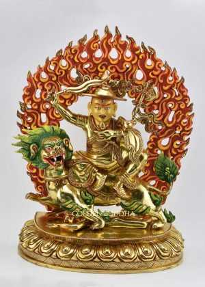 Fully Gold Gilded 15.5" Masterpiece Dorje Shugden Statue, Fire Gilded 24k Gold Finish - Gallery