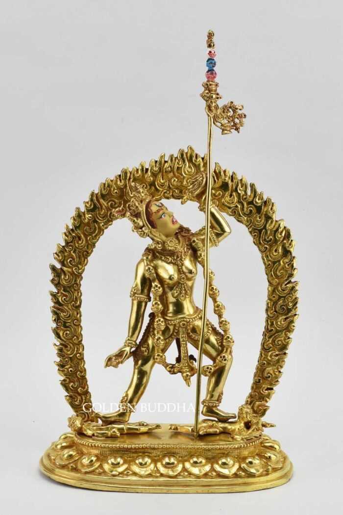 Fully Gold Gilded 7.25 inch Vajrayogini Statue (24k Gold, Semiprecious Stones) - Gallery