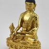 Fully Gold Gilded 8.25 inch Medicine Buddha Statue, Fire Gilded in 24K Gold, Handmade - Left