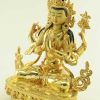 Fully Gold Gilded 9 inch Beautiful Chenrezig Statue, Handmade Original, Fire Gilded in 24K Gold - Left
