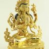 Fully Gold Gilded 9 inch Beautiful Chenrezig Statue, Handmade Original, Fire Gilded in 24K Gold - Right