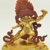 Fully Gold Gilded 9.5 inch Vajrapani Statue, Chana Dorje, Handmade Original, Lost Wax Method - Back without frame