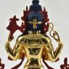 Fully Gold Gilded 9″ Chenrezig Statue, Floating Mala, Fire Gilded 24k Gold Finish, Handmade in Nepal - Upper Back