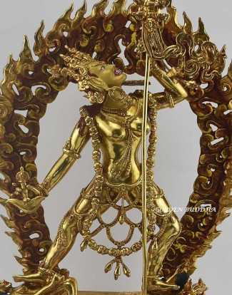 24K Gold Gilded 15.5" Vajrayogini Buddha Statue, Fire Gilded, Traditional Handmade Nepali Statue - Gallery