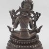 Antiquated Green Tara Statue 9.5", Oxidized Copper Finish, Hand Crafted in Patan Nepal - Back