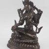 Antiquated Green Tara Statue 9.5", Oxidized Copper Finish, Hand Crafted in Patan Nepal - Left