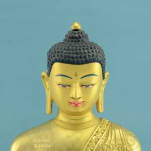 Fully Gold Gilded 11.5" Shakyamuni Statue, Beautiful Hand Carved Engravings - 300px thumbnail