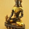 Oxidized Copper 10.25" Medicine Buddha Statue (24k Gold Gilded) - Left