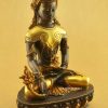 Oxidized Copper 10.25" Medicine Buddha Statue (24k Gold Gilded) - Right