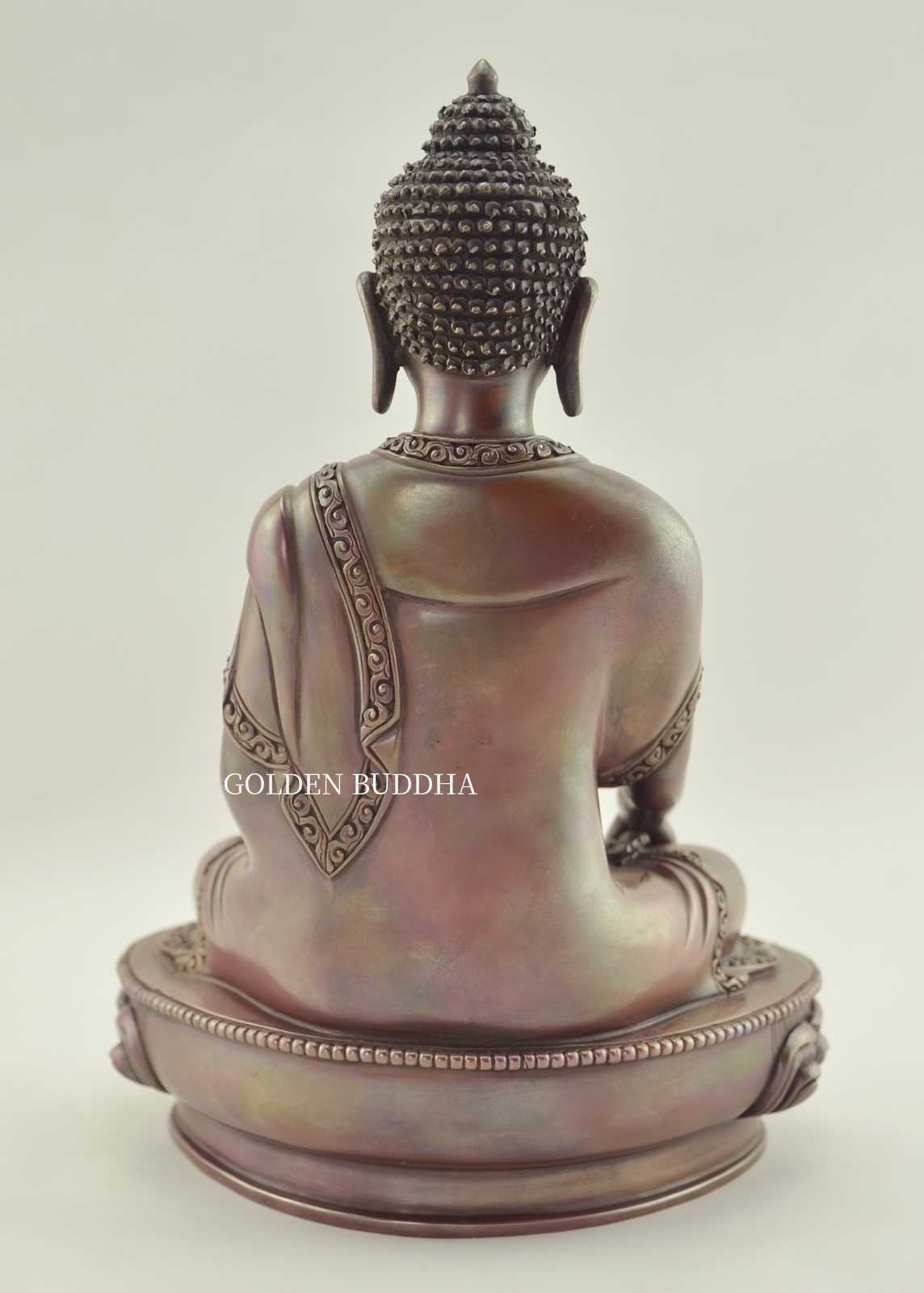 Antiquated Shakyamuni Buddha Statue, 9, Oxidized Copper Finish