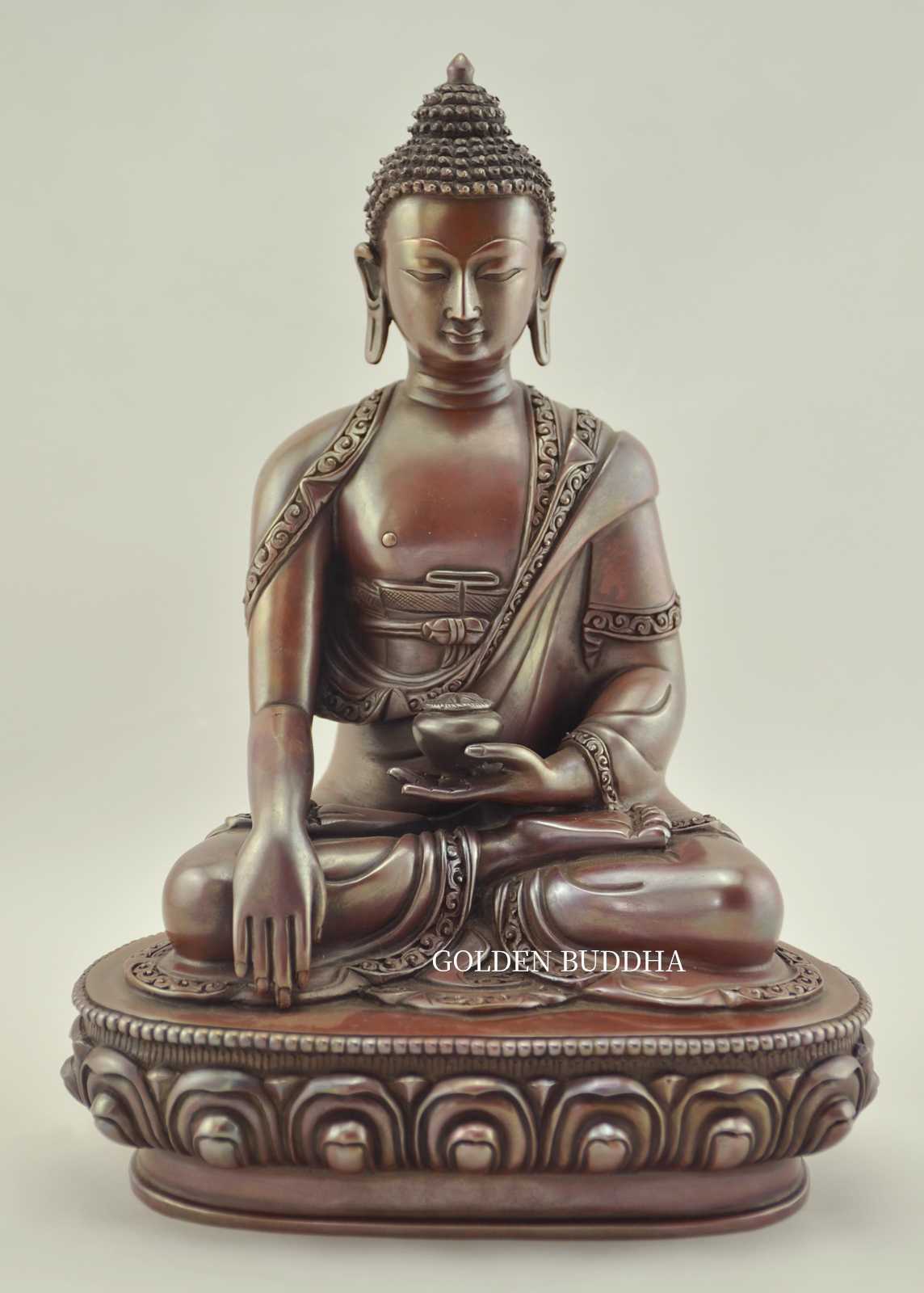 Oxidized Copper 9&quot; Shakyamuni Buddha Statue (Handmade in Nepal ) - Gallery