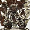 Oxidized Copper 6 inches Vajrapani Statue (Silver Plated) - Front Detail