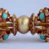 Vajra 5.5 inches, Fully Gilded 24K, Embedded Turquoise and Coral Stones - Gallery