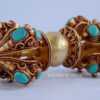 Vajra 5.5 inches, Fully Gilded 24K, Embedded Turquoise and Coral Stones - Right