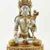 14" Silver Moon White Tara Statue with Turquoise and Red Coral Stones - Gallery
