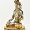 14" Silver Moon White Tara Statue with Turquoise and Red Coral Stones - Left