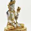 14" Silver Moon White Tara Statue with Turquoise and Red Coral Stones - Right