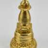 Fully Gold Gilded Kadam Style Chorten, 8", 24K Gold Finish, Handmade in Nepal - Upper