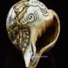 7" Black Mahakala Tibetan Conch Shell Horn, Hand Carved - Back Top