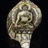 7" Hand Carved Shakyamuni Buddha, Chenrezig, Manjushri, Conch Shell Horn - Up